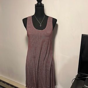 White and maroon striped dress